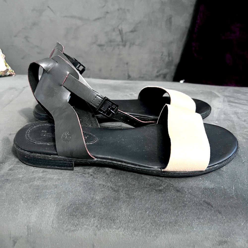 Timberland Women's Cherrybrook Black Leather Sandals A1VHU